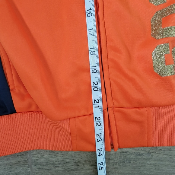 Denver Broncos NFL Sparkle Type Orange Track Jacket Full Zip Womens Small - Picture 10 of 16